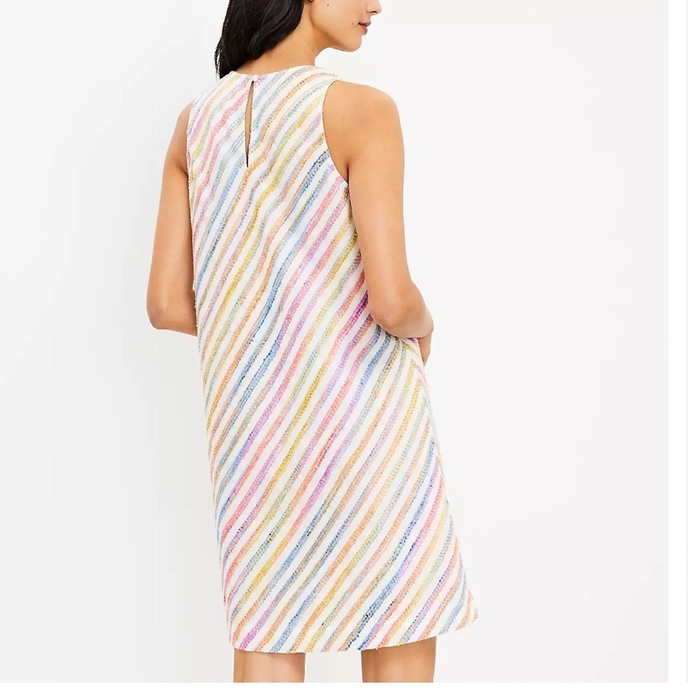 Lou & Grey Rainbow Stripe Swing Dress Cotton Blend Sleeveless Small NEW 1358 - Picture 2 of 4